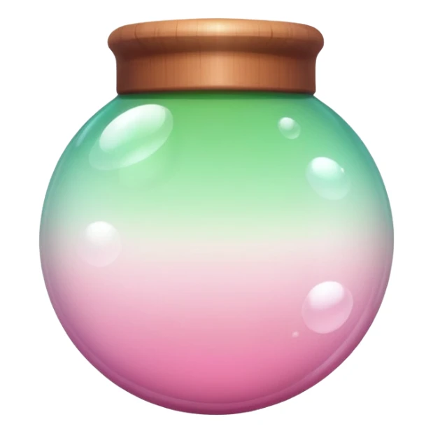 Aesthetic Bubble Tee with a pink-to-white and white-to-green match gradient, brown balls and a brown tube sticker