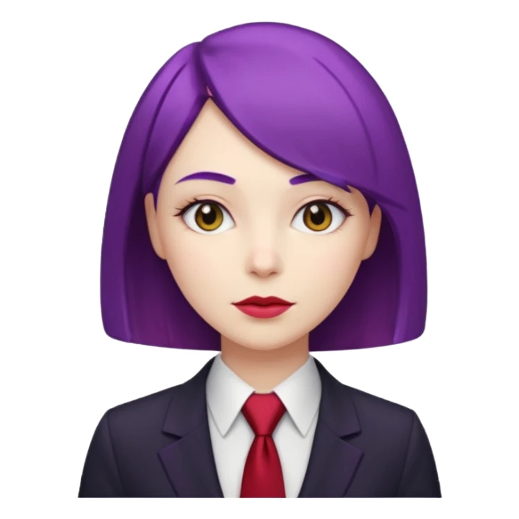 Office Lady with Purple Bob, black suit sticker