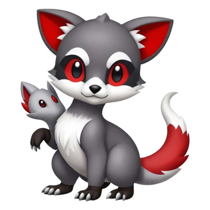 Cute cool black red white grey animal hybrid Fakemon full body sticker