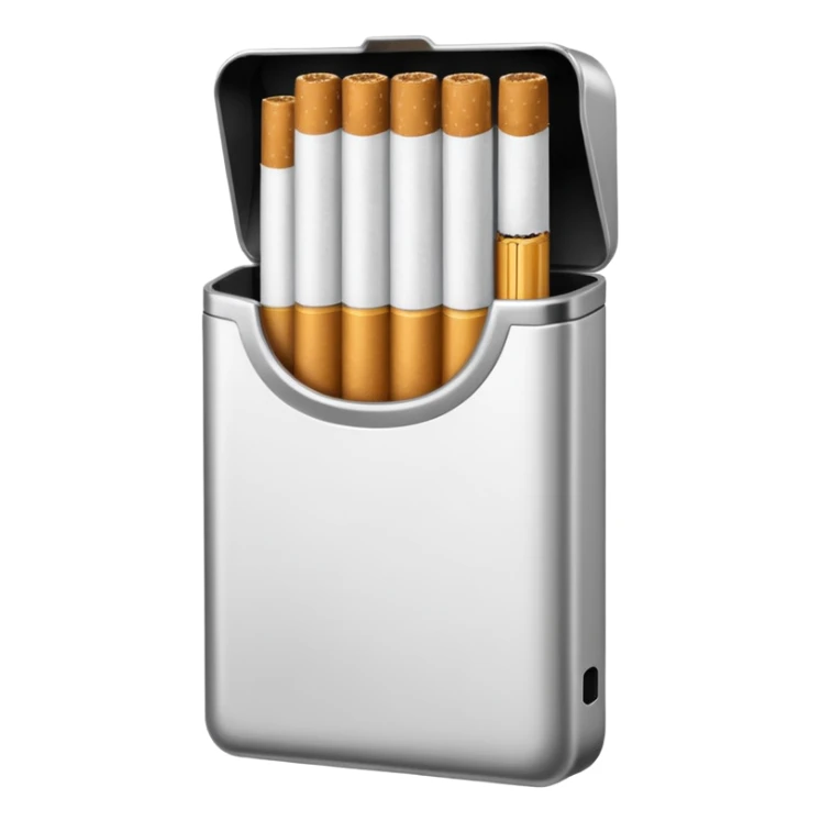Minimalistic cigarette pack emoji, metallic black and white sticker