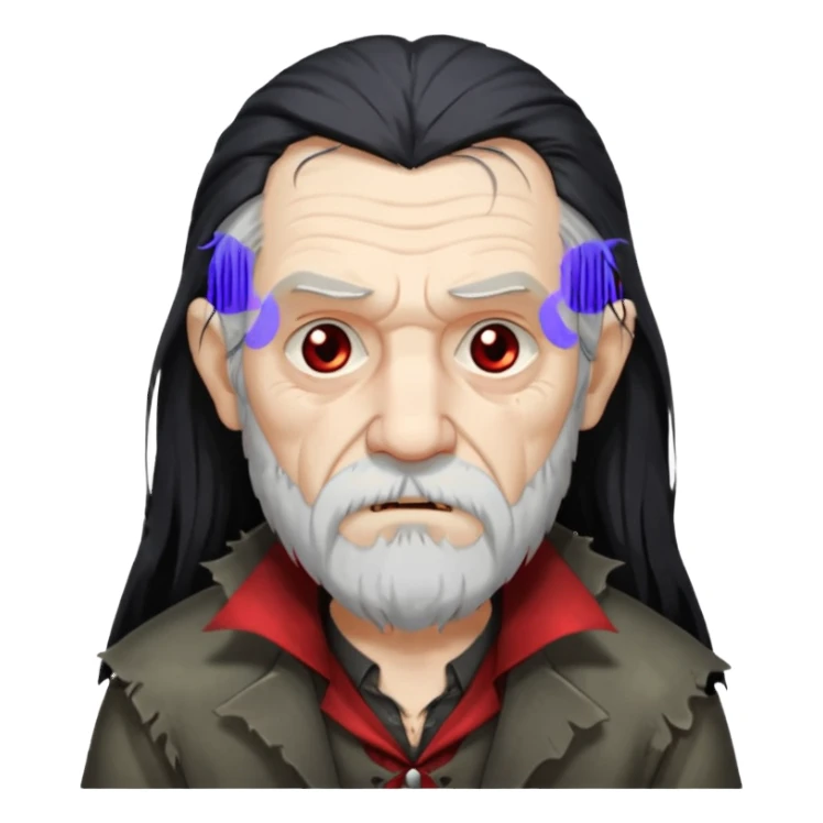 sad face vampire old man long hair with beard half dress
 sticker