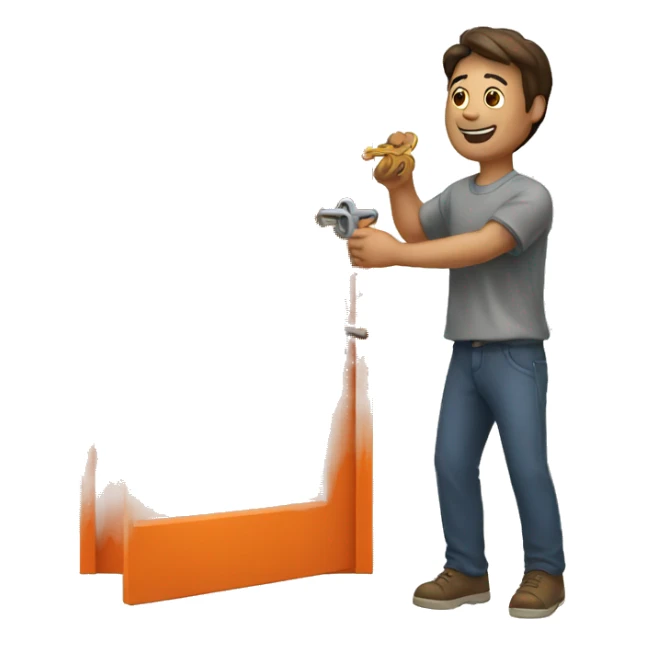 men opening a orange door with a key sticker