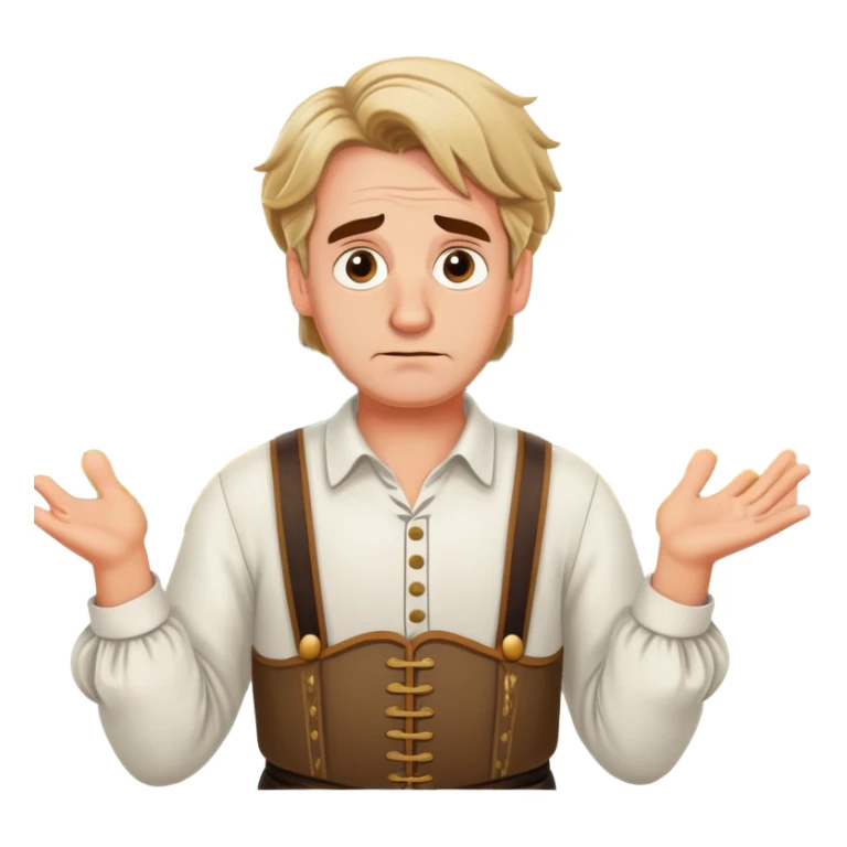 a German in typical Bavarian clothing shrugging and looking lost with Sicily in the background sticker