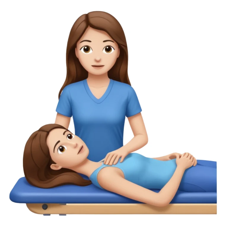 physiotherpay session for a long brown hair woman sticker