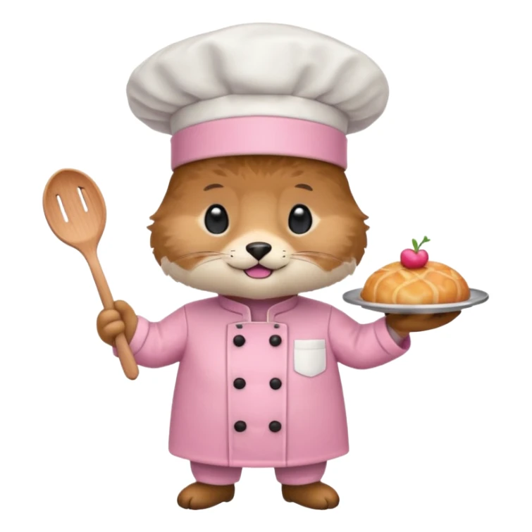 animal with pink chef costume sticker