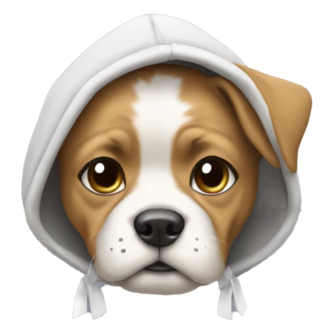 Dog wear a hoodie with a white bow on head sticker