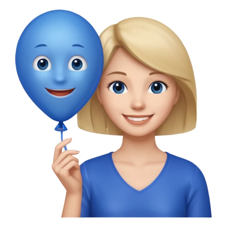 Woman with blue balloon sticker