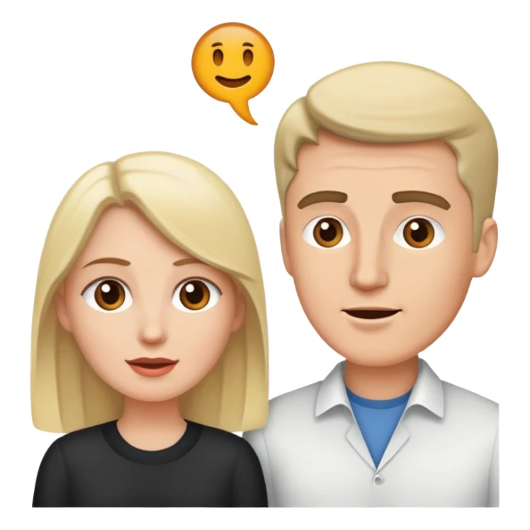 two speaking heads one white man one white woman talking sticker