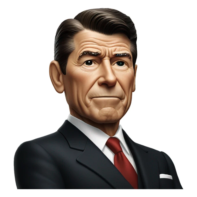 photorealistic Ronald Reagan serious sticker