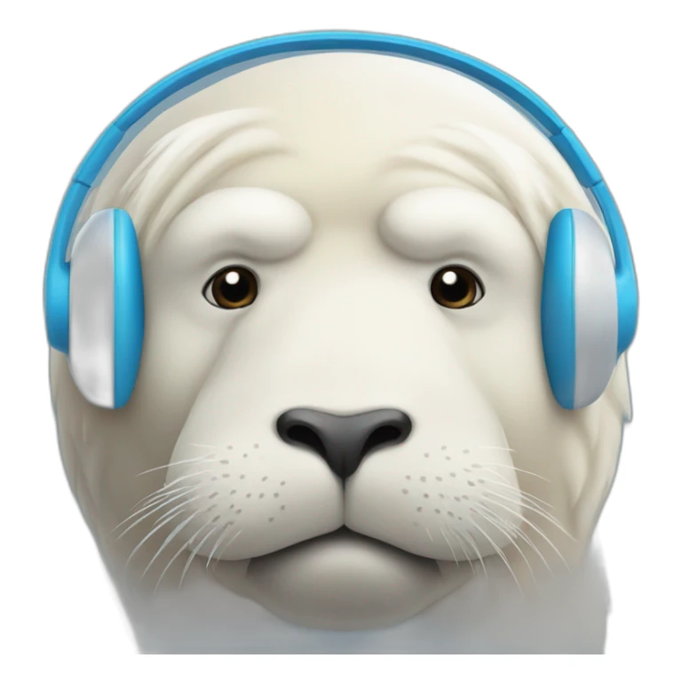 round-white-walrus-seal-blue-headphone sticker