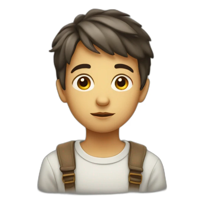 thoughtful and inquisitive young boy, symbolizing intellect, curiosity, and contemplation sticker