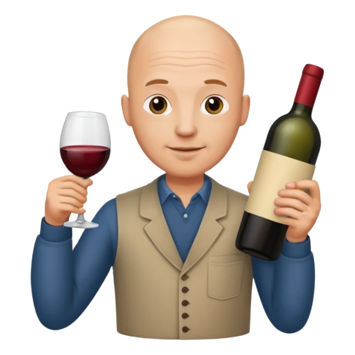homme chauve avec une bouteille de vin sticker
