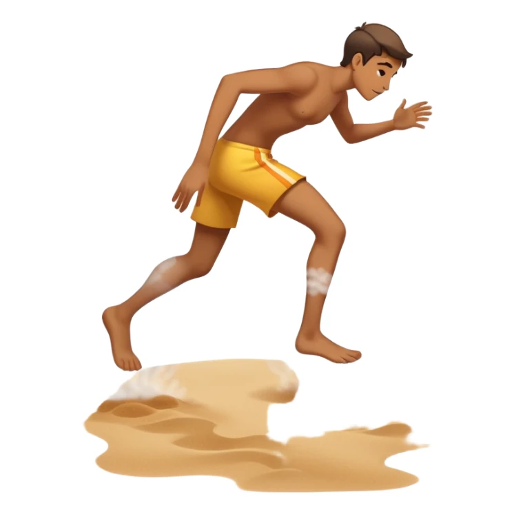 person tiptoeing quickly across extremely hot beach sand with steam rising from their footprints sticker