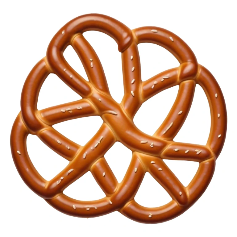 Pretzel Cinematic Realistic Pretzel Snack Emoji, depicted as a single, perfectly twisted pretzel with a glossy, salted crust, rendered with lifelike textures and warm, inviting lighting. sticker