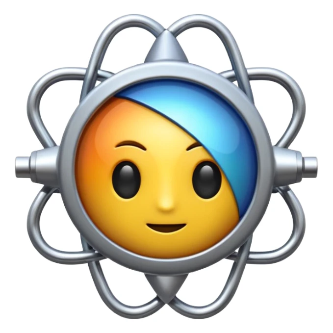 create a physics emoji which does not have any element of biology or chemistry in it. must contain hints of all the branches of physics sticker