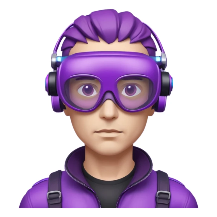 Cyberpunk man fappy head 3d puruple cyber VR -glasses only head sticker