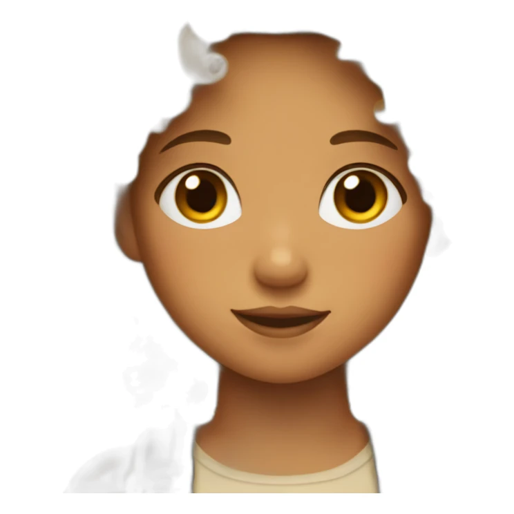 A girl with curly hair and wheat skin sticker