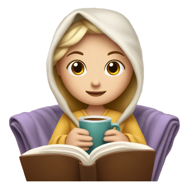 White Girl relaxed reading a book under a blanket with coffee in her hands sticker