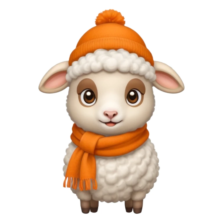 baby sheep with orange scarf and brown hat sticker