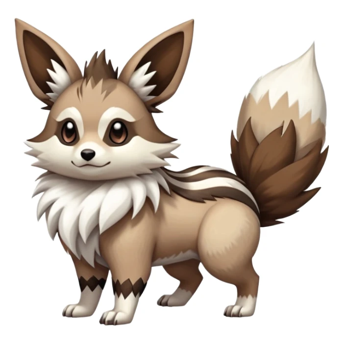 zigzagoon-Eevee-linoone-furret-Fakémon-hybrid-creature (full body)  sticker
