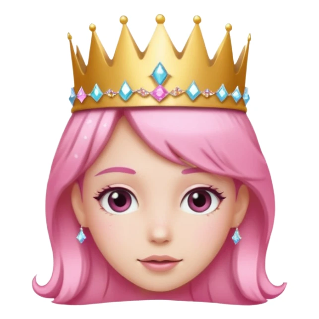 pink girl glitter crown sticker