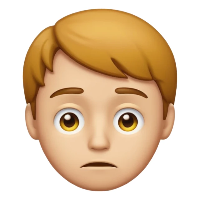 a sad yellow male emoji with brown hair sticker
