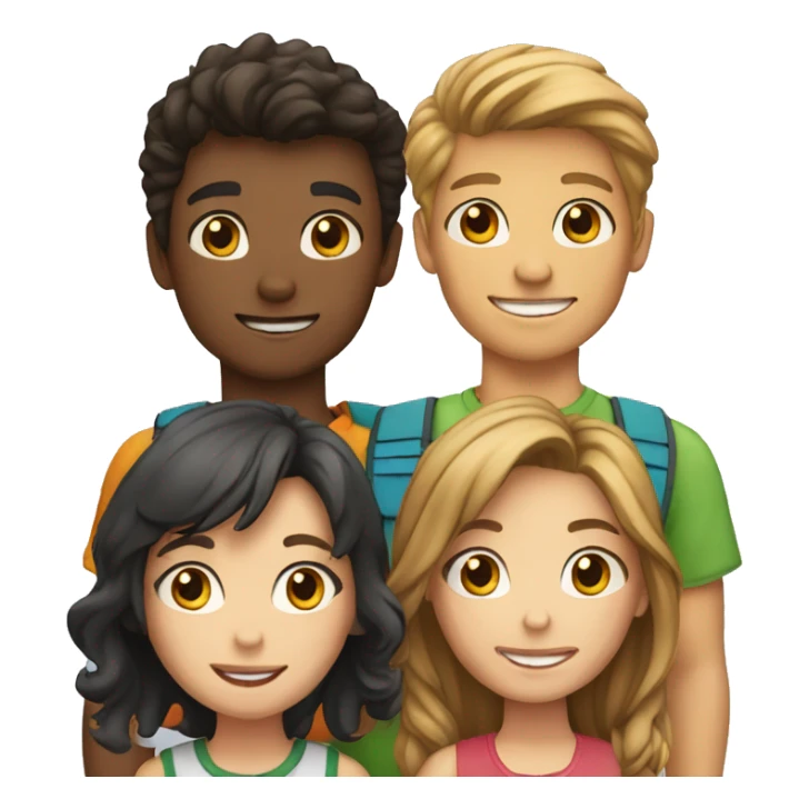 team of 4 friends 1 girl and 3 boys sticker