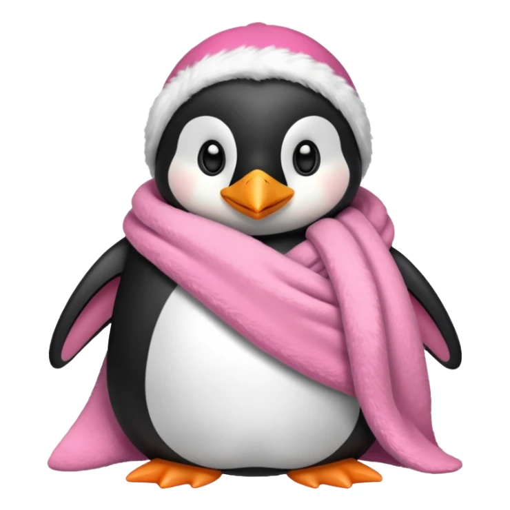 Ein Pinguin mit einer Kuschel Decke in Rosa der sich ein Kuschelt sticker