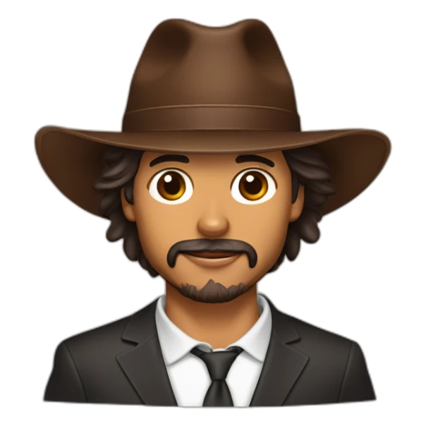 Latino man did stubble beard, lady with flat brim hat and chocolate long-haired chihuahua sticker