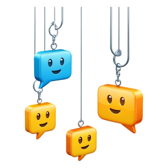 three-dimensional 3D dialogue icons hanging in the air sticker