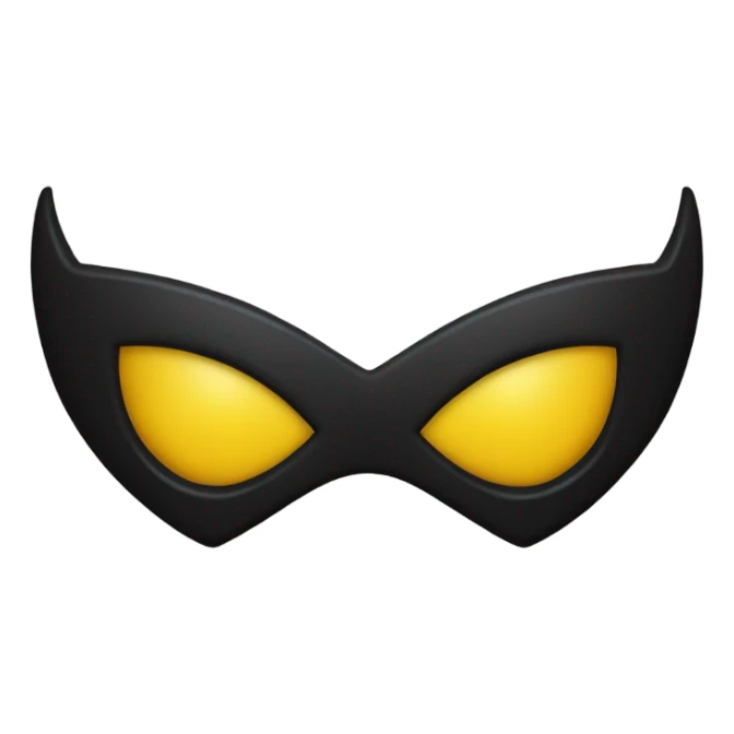 A bold superhero emoji with bat ears, sharp eyes, and a dark mask. The design is black and yellow, with a fierce, heroic expression sticker