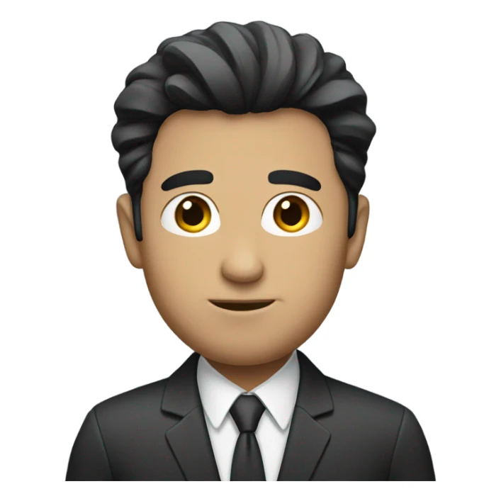 business man short straight black hair fluffy sticker