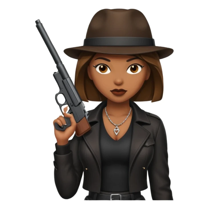 A sexy black female gangster with a gun sticker