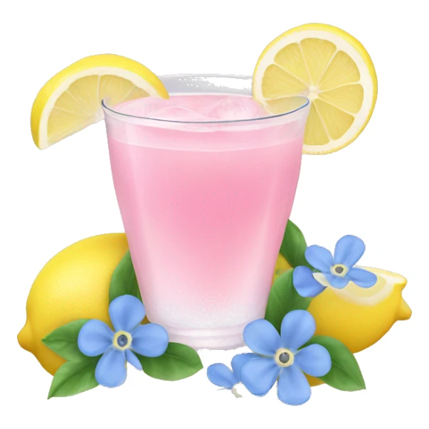 Ice pink lemon juice with blue small flowers  sticker