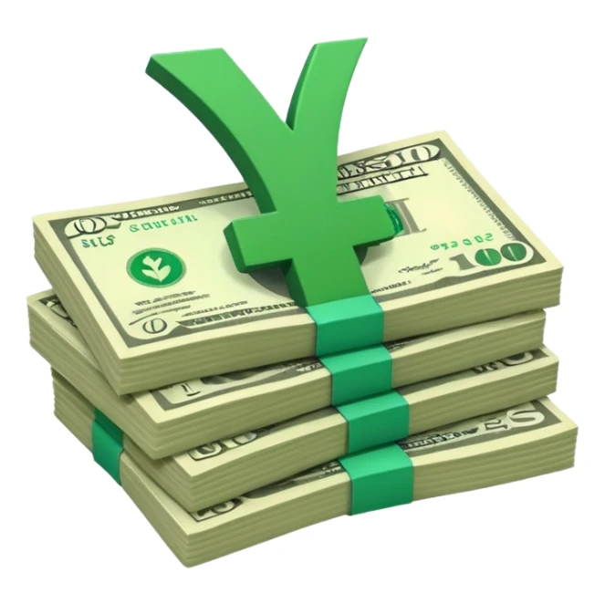 stack of bills facing up with a big green tick in the background sticker