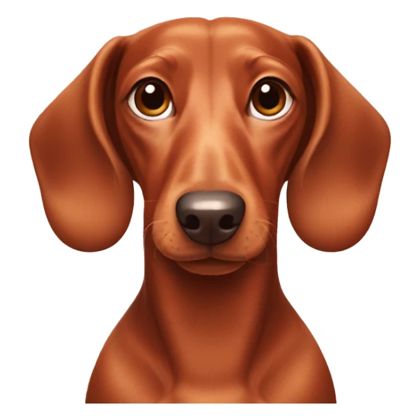 Red dachshund with a pink nose and white heart on forehead sticker