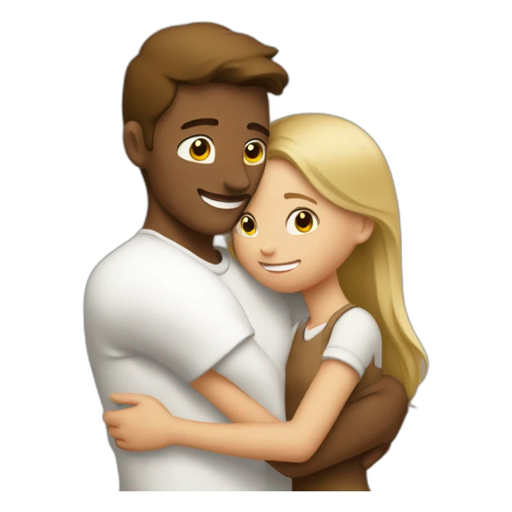 A man in white  hugging a girl in brown  sticker