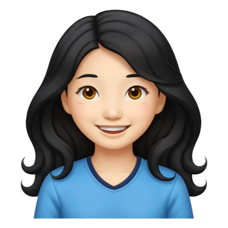 Asian girl with long wavy hair emoji sticker