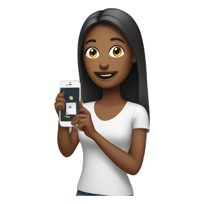 woman holding a phone sticker