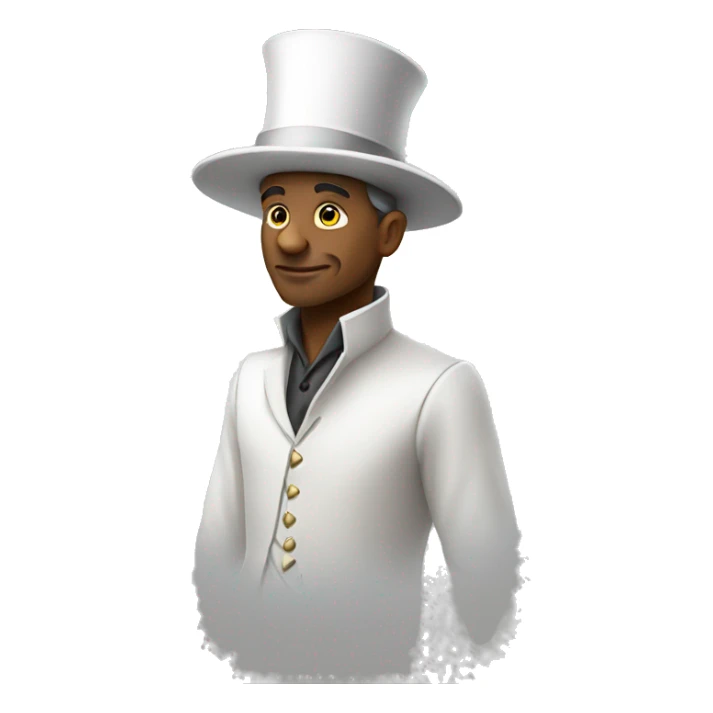 a men wearing white magician hat side look perspective sticker