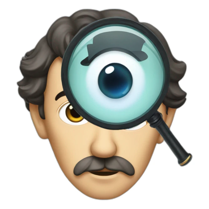 sherlock holmes with a magnifying glass near his eye sticker
