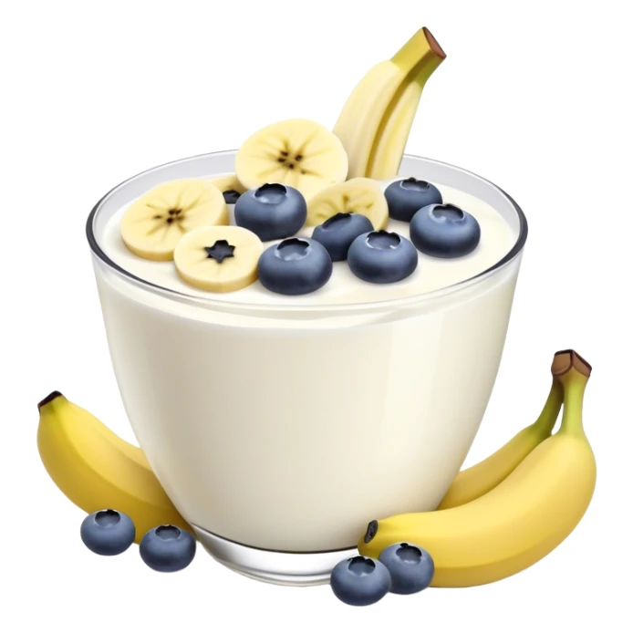 Yogurt with sliced bananas and blueberries sticker