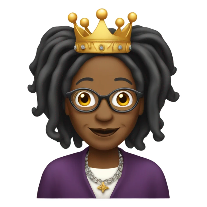 Whoopi Goldberg with a crown sticker