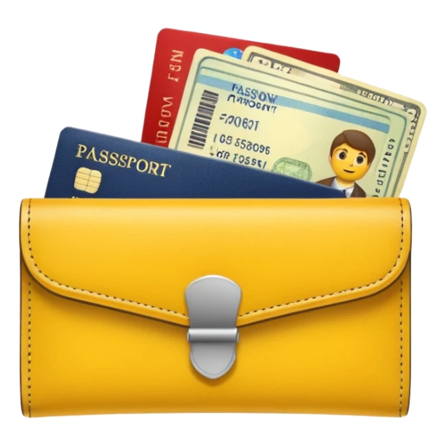 Travel yellow wallet – larger, holds passport and tickets.
 sticker