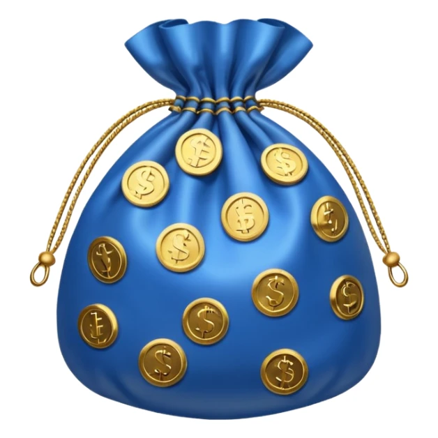 blue coins inside a money bag  sticker