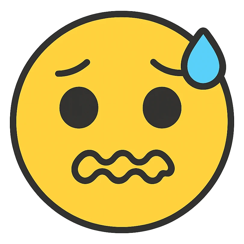 smiley emoji with an anxious expression, icon style, clean lines, simple color palette sticker