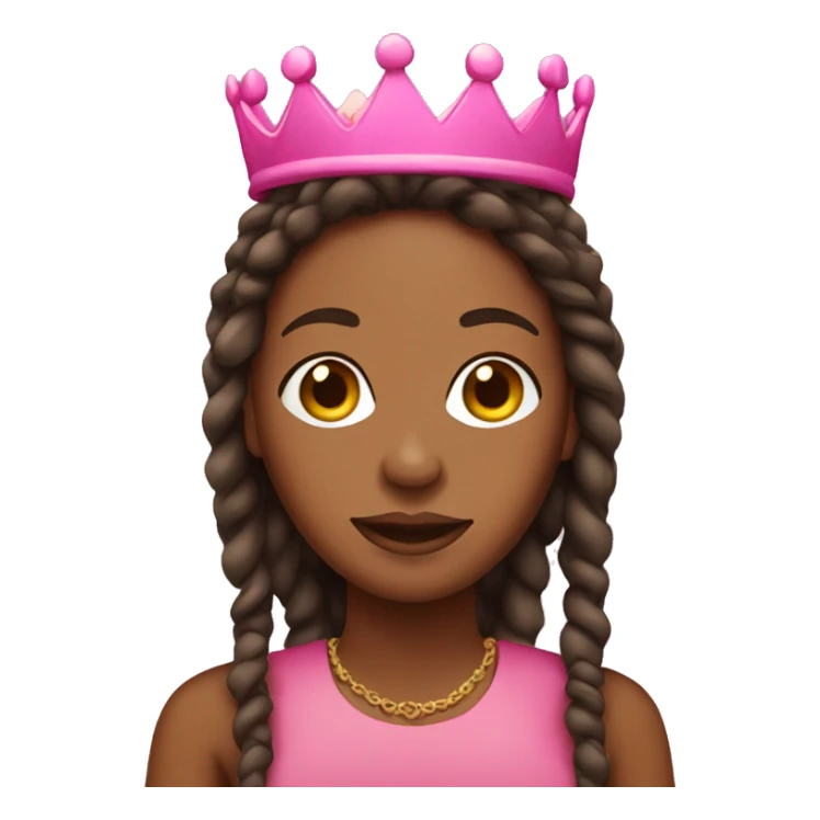 brown skin lady with locs wearing a pink crown sticker