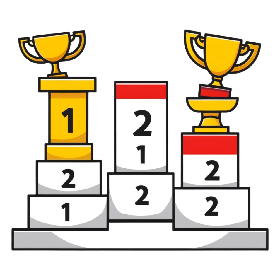 competition podium with 1st, 2nd, and 3rd place sticker