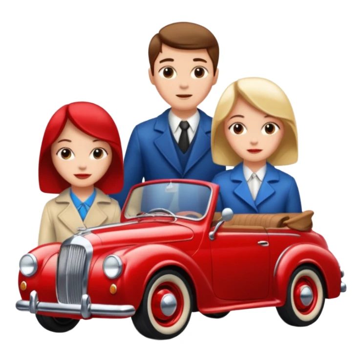 car and girl and boy sticker