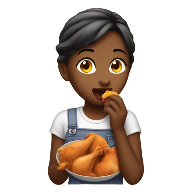 Girl eating chicken sticker